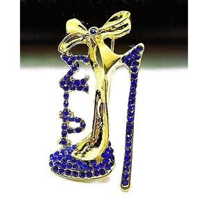 Sigma Gamma Rho Brooch Shoe High Heel Blue & Gold